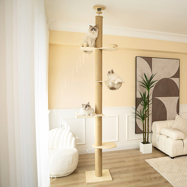 SupermarCat Floor to Ceiling Climbing Scratching Post Cat Tree - Paradise